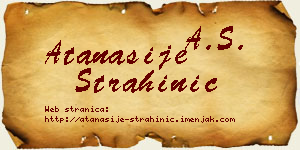 Atanasije Strahinić vizit kartica